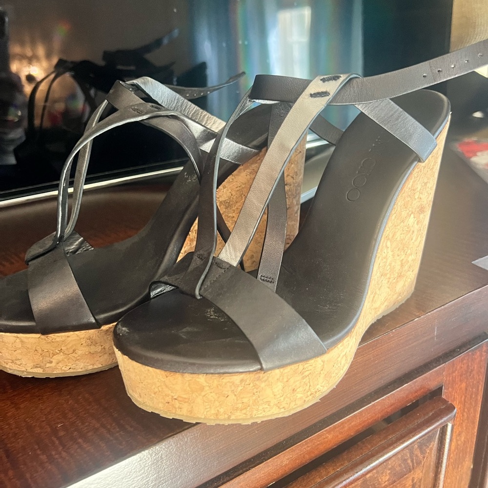 Black Wedge Sandals